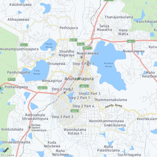 HERE Map of Anuradhapura, Sri Lanka